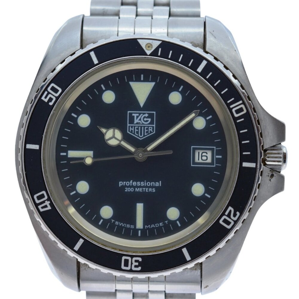 Men's 42mm Tag Heuer "Jumbo" Black Quartz Professional 1000 Watch Ref: 980.006N!
